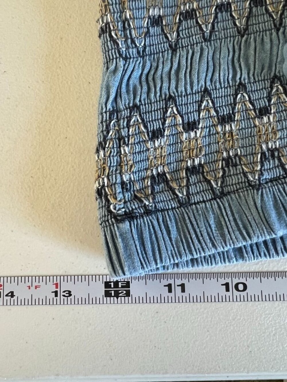 Boho Indigo Lace Womens Sz S Broomstick Maxi Skirt Smocked Tiered Embroidered - Picture 10 of 14